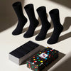 Hugh Ugoli Men's Bamboo Soft Business Crew Socks in black