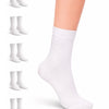 White socks displayed on a white background with additional pairs stacked.