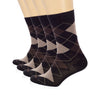 Hugh Ugoli Colorful Cotton Dress Crew Argyle Socks for Women, 4 Pairs in Black