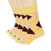 Hugh Ugoli Colorful Cotton Dress Crew Argyle Socks for Women, 4 Pairs in Yellow