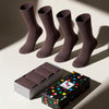 Hugh Ugoli Men's Cotton Dress Seamless Toe Business Crew Socks with Gift Box, 4 Pairs in Brown