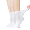 Hugh Ugoli Women's Comfortable Diabetic Bamboo Ankle Socks for Swollen Legs, 3 Pairs in White