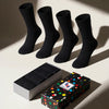 Hugh Ugoli Women's Dress Crew Bamboo Business Socks, 4 Pairs in Black
