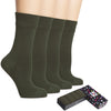 Elevate your sock game with this gift box of three pairs of army green women's cotton crew socks.
