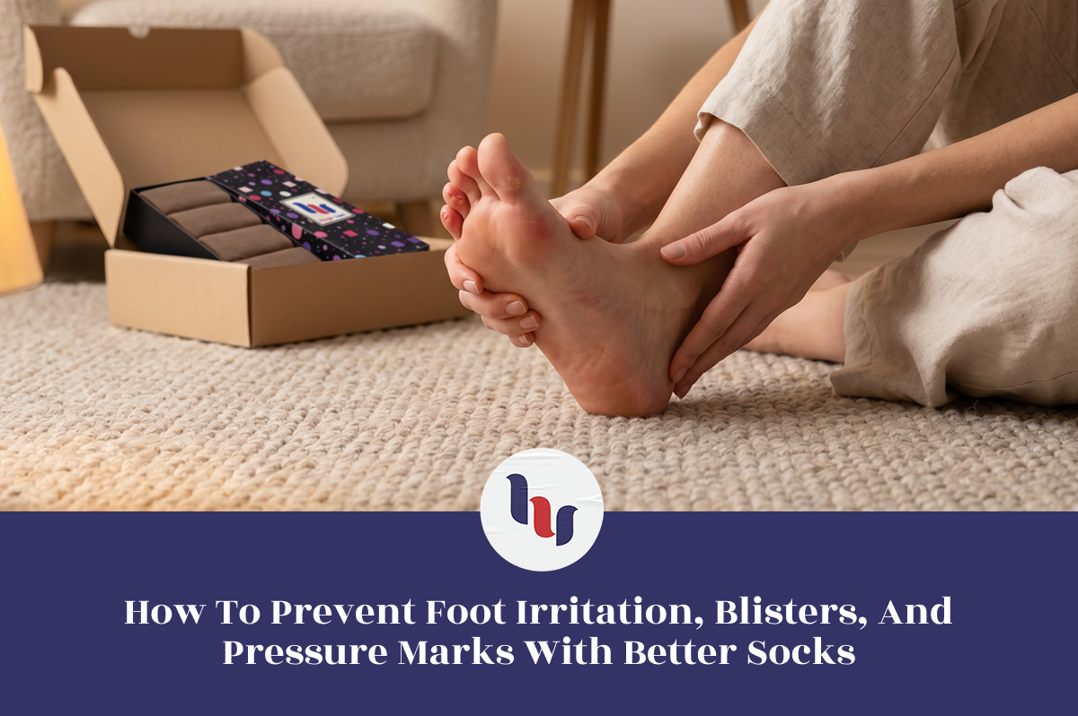 Person applying cream to feet with a box of Better Socks in the background