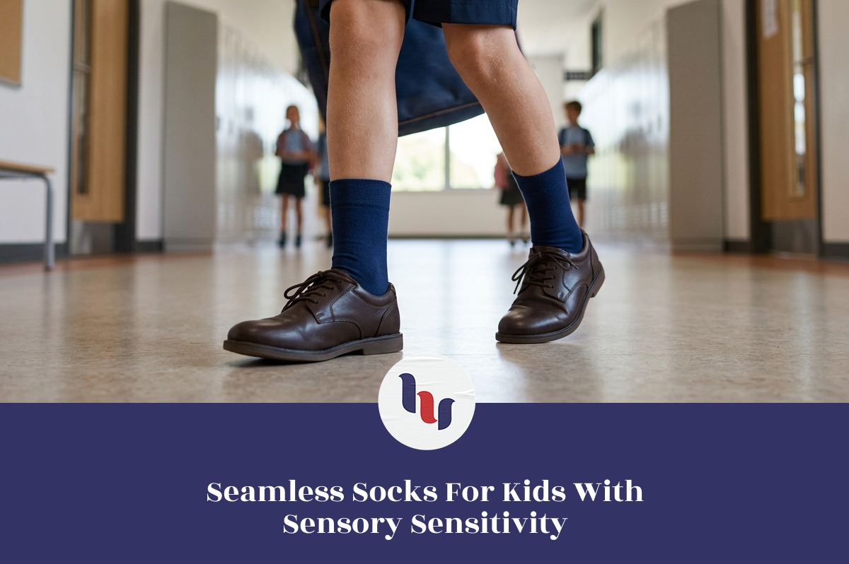 Child wearing seamless socks for everyday comfort.