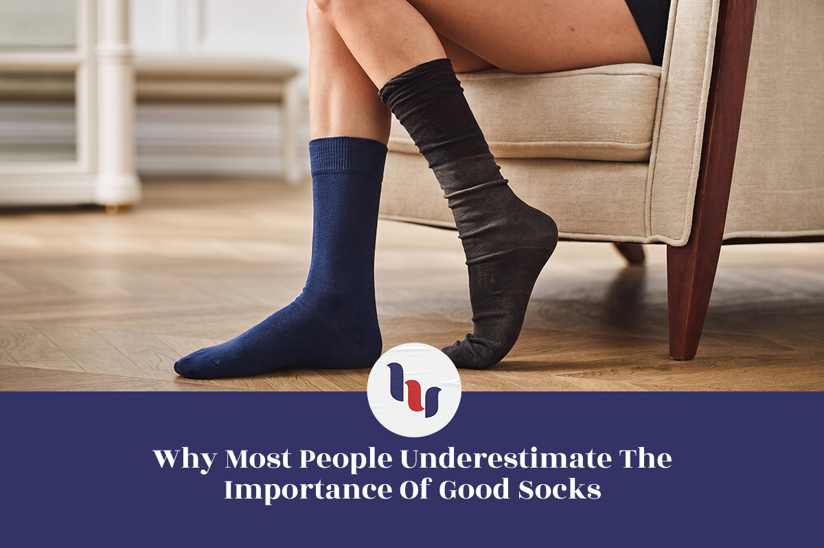 Comparison of supportive crew socks and worn socks to highlight the value of quality socks.