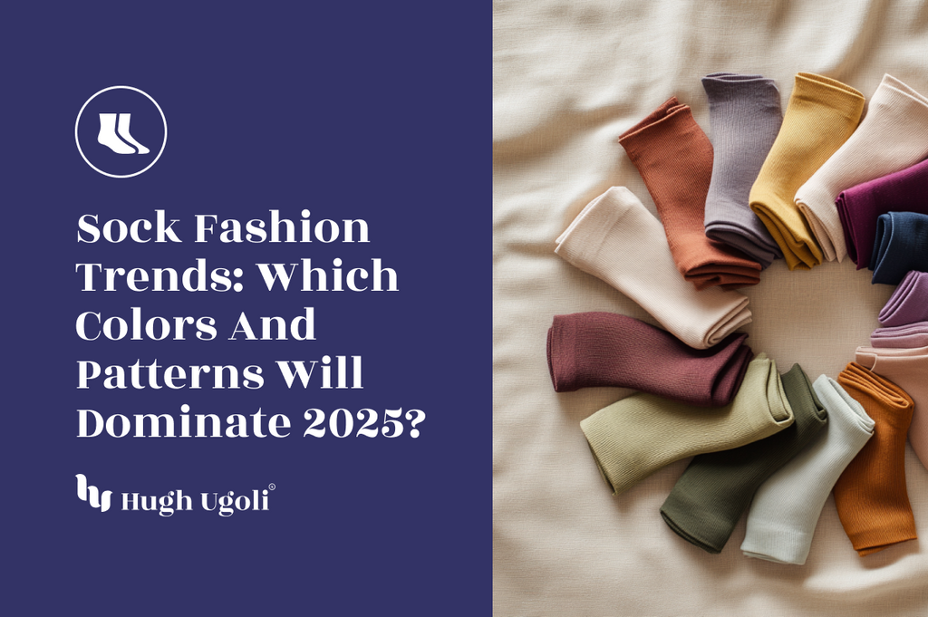 A circular arrangement of colorful socks on a soft fabric surface, showcasing trending hues for 2025.