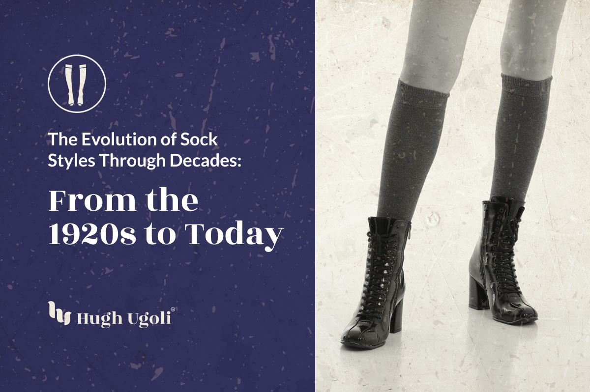 A visual study on the transformation of sock trends from the 1920s to the present, presented by Hugh Ugoli. A historical fashion journey, illustrated by legwear.