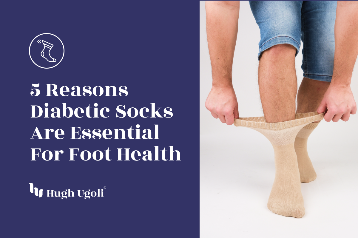 Person wearing beige diabetic socks, showcasing their flexibility and comfort.