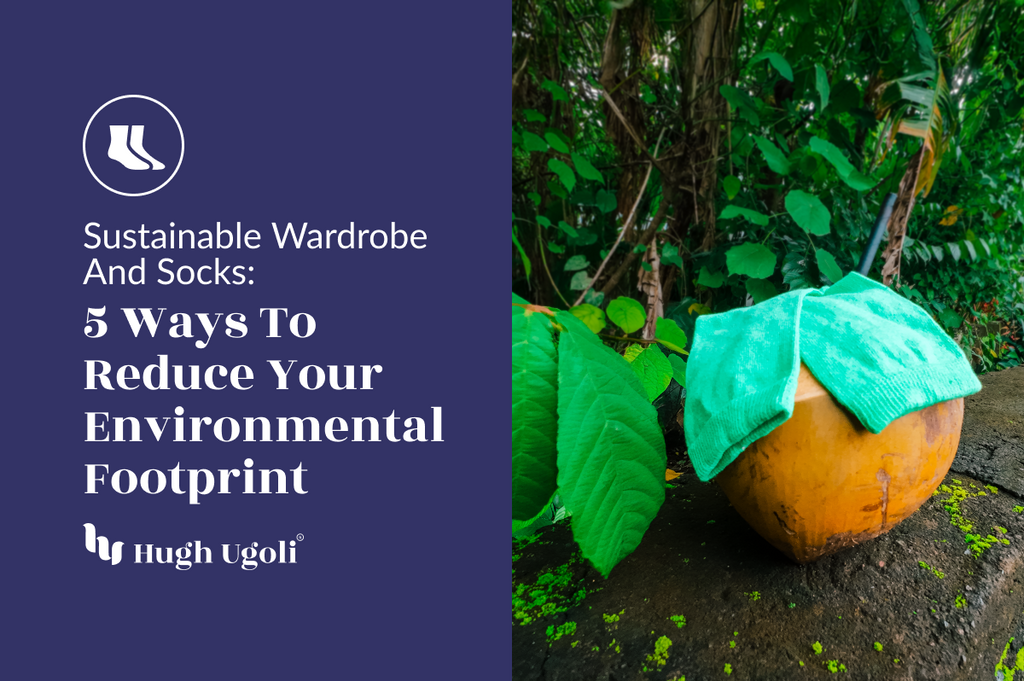 Sustainable fashion meets nature: A pair of green eco-friendly socks resting on a coconut in a lush jungle setting.