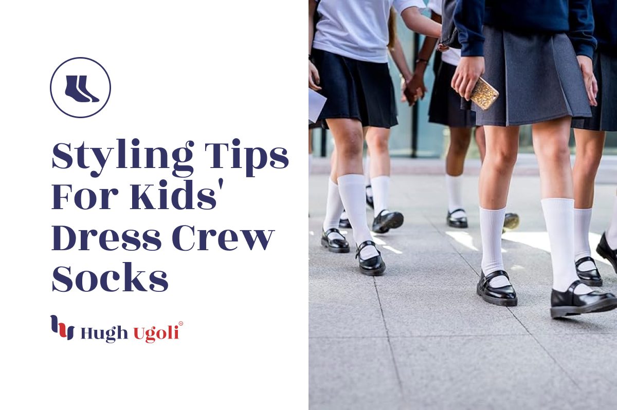 Group of children walking, wearing school uniforms paired with white dress crew socks and black shoes, showcasing styling tips for kids' dress socks.