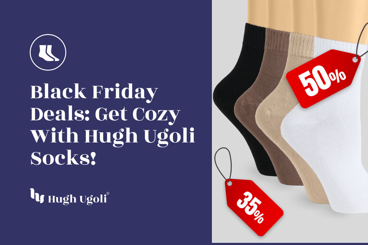 Black Friday discounts on Hugh Ugoli cozy socks in various colors.