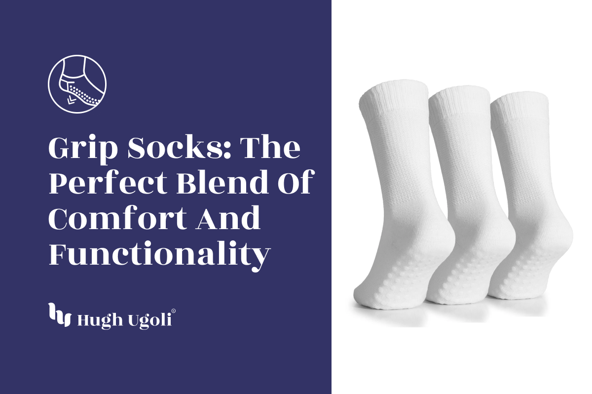 White grip socks with textured soles for enhanced comfort and functionality.