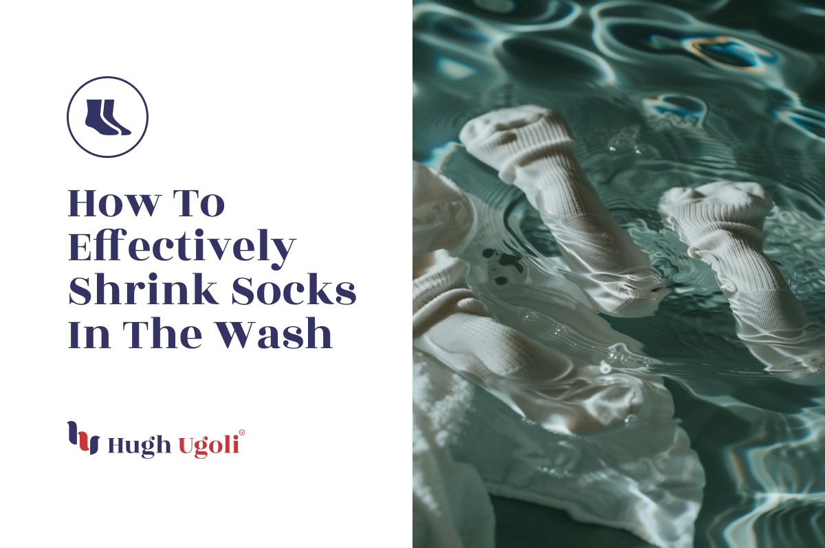 Several white socks floating in water, illustrating the process of shrinking socks effectively during washing.
