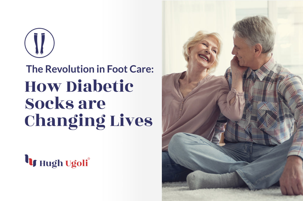An elderly couple smiles together, highlighting the impact of Hugh Ugoli's diabetic socks on foot care for diabetics.
