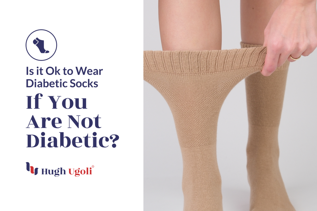 The image presents a person's lower legs wearing tan knee-high socks. 