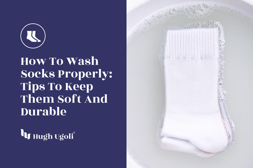 White sock soaking in soapy water in a basin, demonstrating the proper way to wash socks to keep them soft and durable.