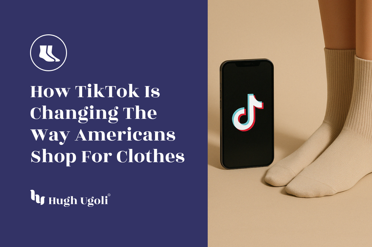 A pair of neutral ribbed socks beside a smartphone displaying the TikTok logo—symbolizing the powerful influence of digital trends on modern fashion choices.