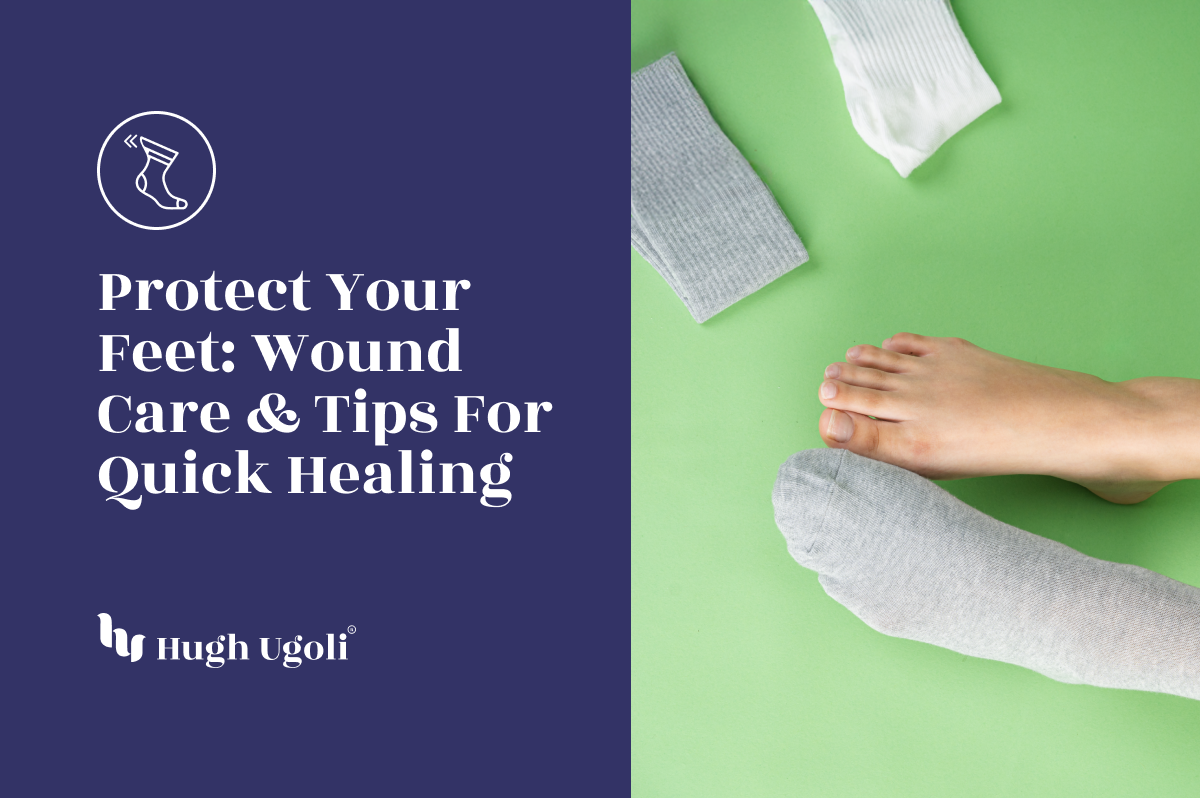 Discover foot care tips and healing support with Hugh Ugoli's protective socks for sensitive feet.