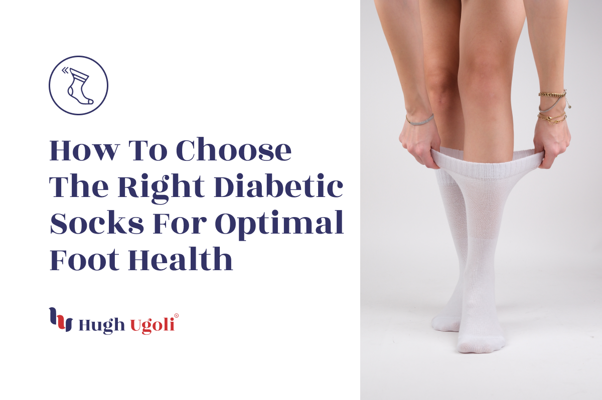 A person adjusting their white diabetic socks, emphasizing the importance of choosing the right socks for optimal foot health.