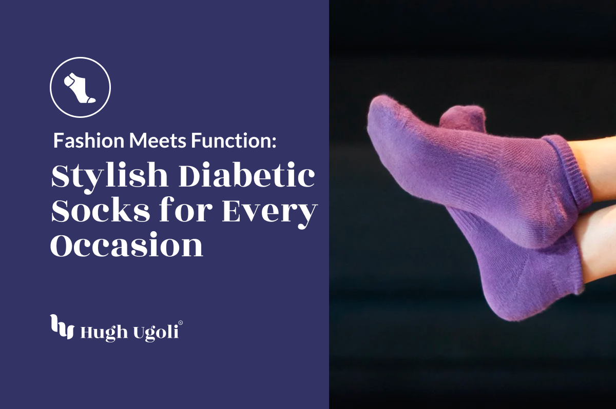 Crossing comfort with style, Hugh Ugoli introduces chic diabetic socks suitable for every occasion, where health-conscious design meets fashionable wear.