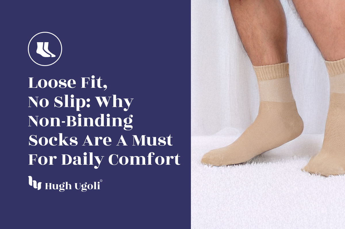 Beige non-binding loose-fit socks providing daily comfort.