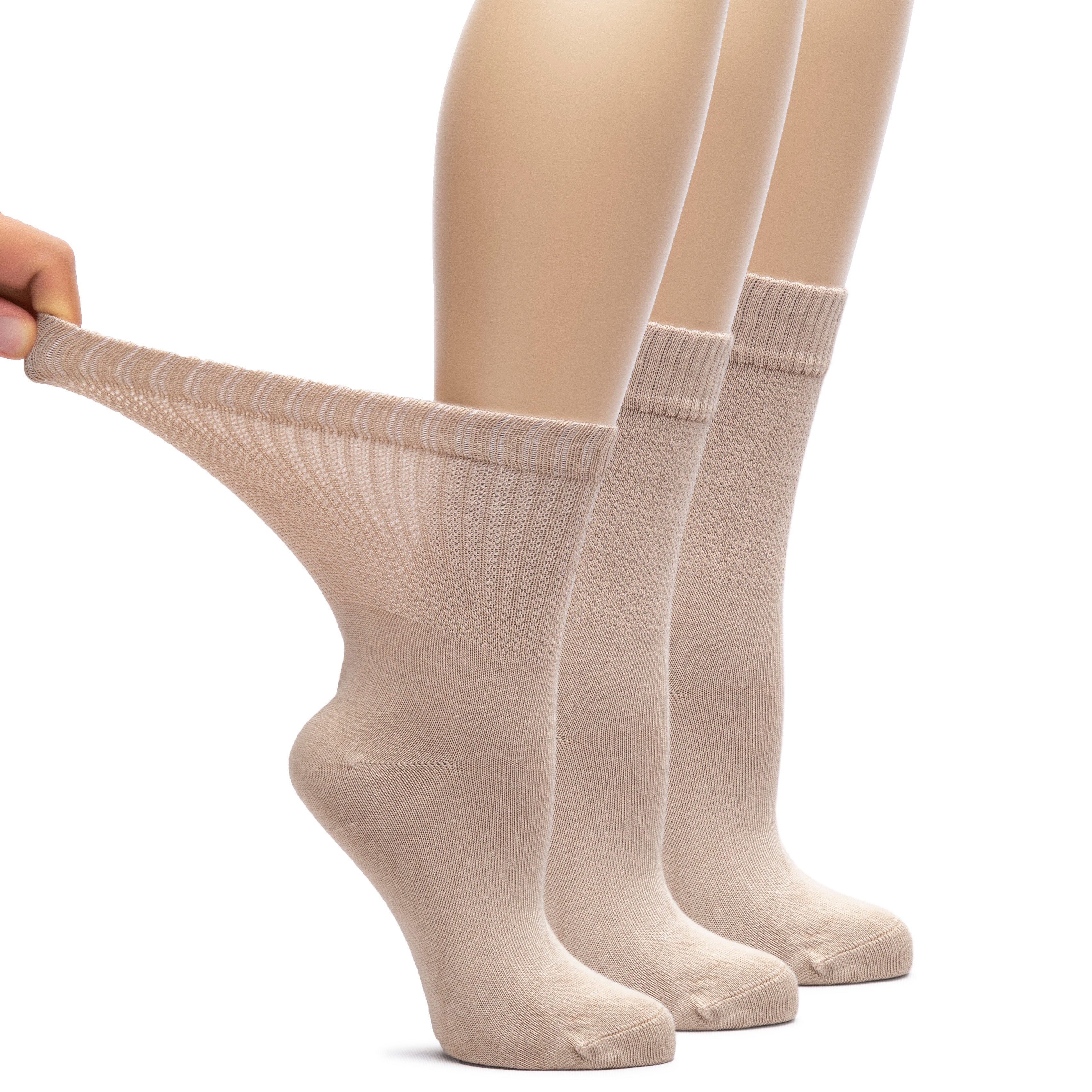Bamboo Diabetic Crew Socks for Women, 3 Pairs