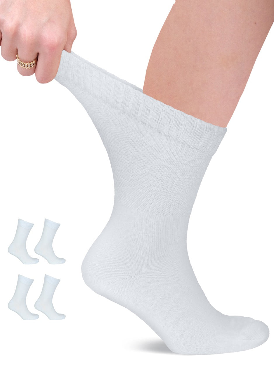 Unisex Cotton Diabetic Crew Socks, 4 Pairs