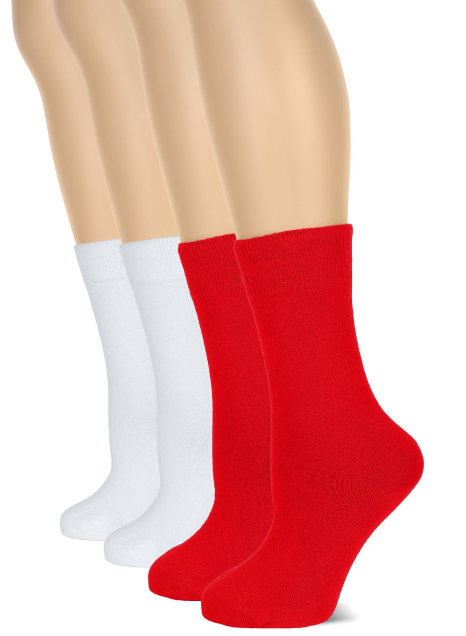 Casual Women's Cotton Dress Crew Socks, 4 Pairs