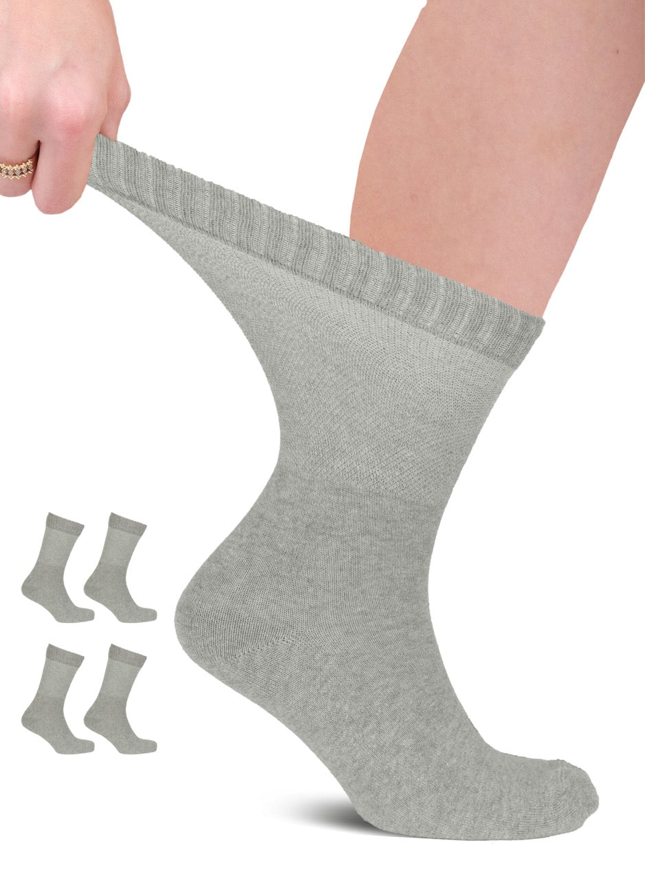 Unisex Cotton Diabetic Crew Socks, 4 Pairs