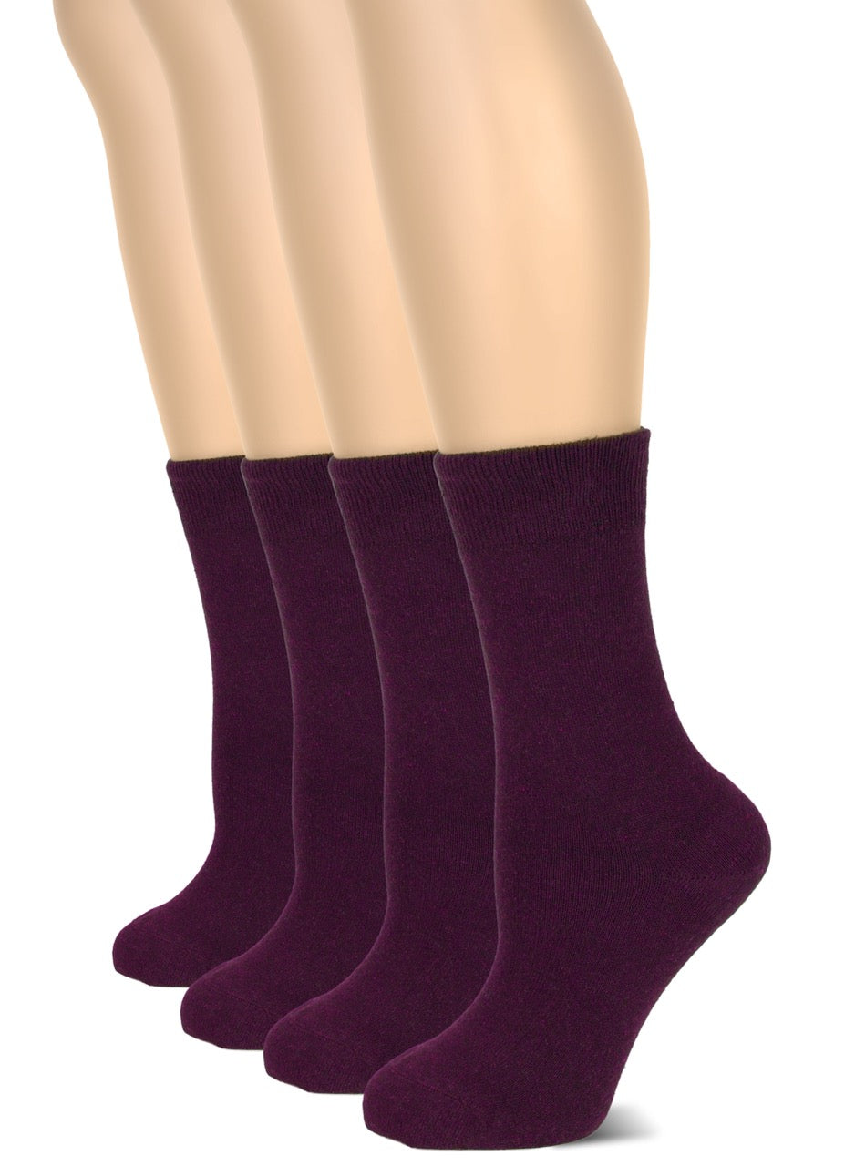 Casual Women's Cotton Dress Crew Socks, 4 Pairs