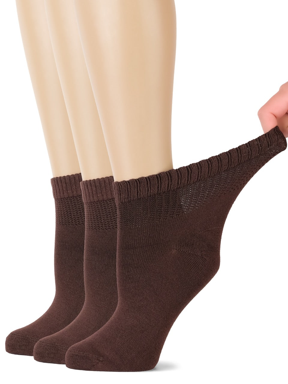 Women's Comfortable Diabetic Bamboo Ankle Socks for Swollen Legs, 3 Pairs
