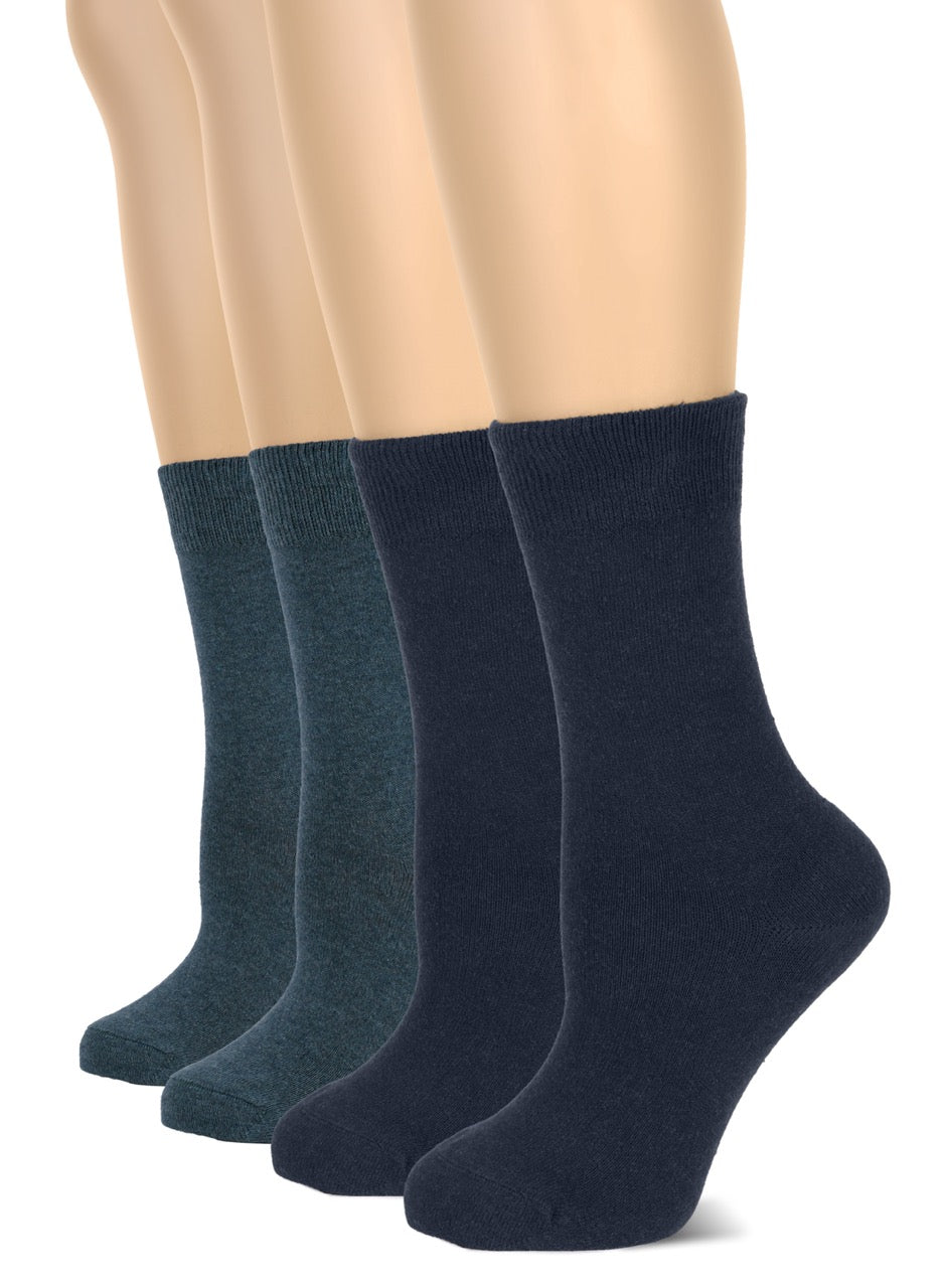 Casual Women's Cotton Dress Crew Socks, 4 Pairs
