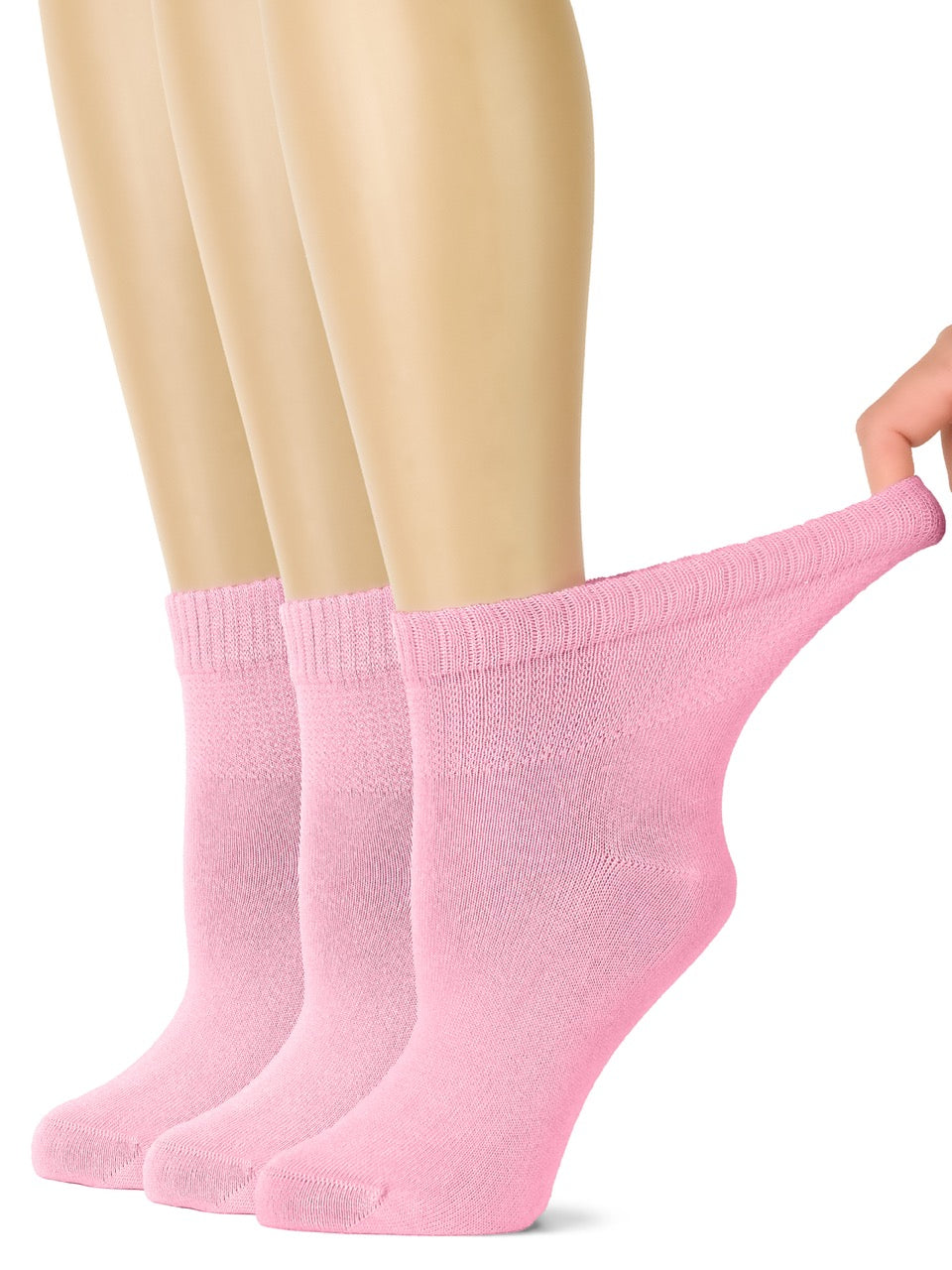 Women's Comfortable Diabetic Bamboo Ankle Socks for Swollen Legs, 3 Pairs