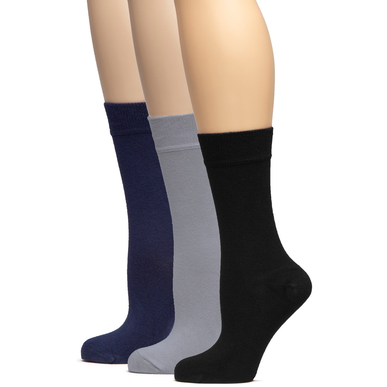 Soft Bamboo Dress Crew Socks for Women, 3 Pairs