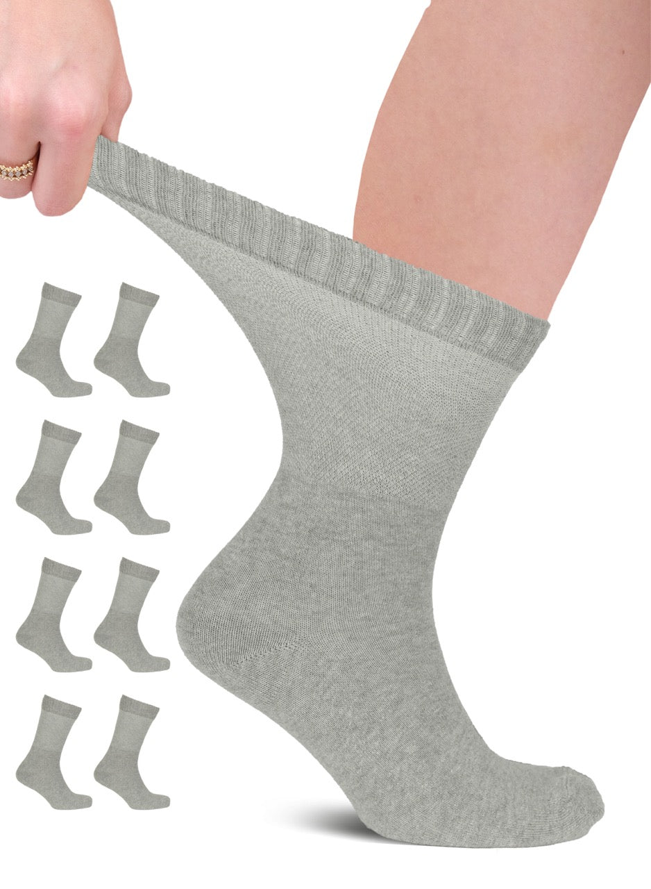 Unisex Cotton Diabetic Crew Socks, 4 Pairs