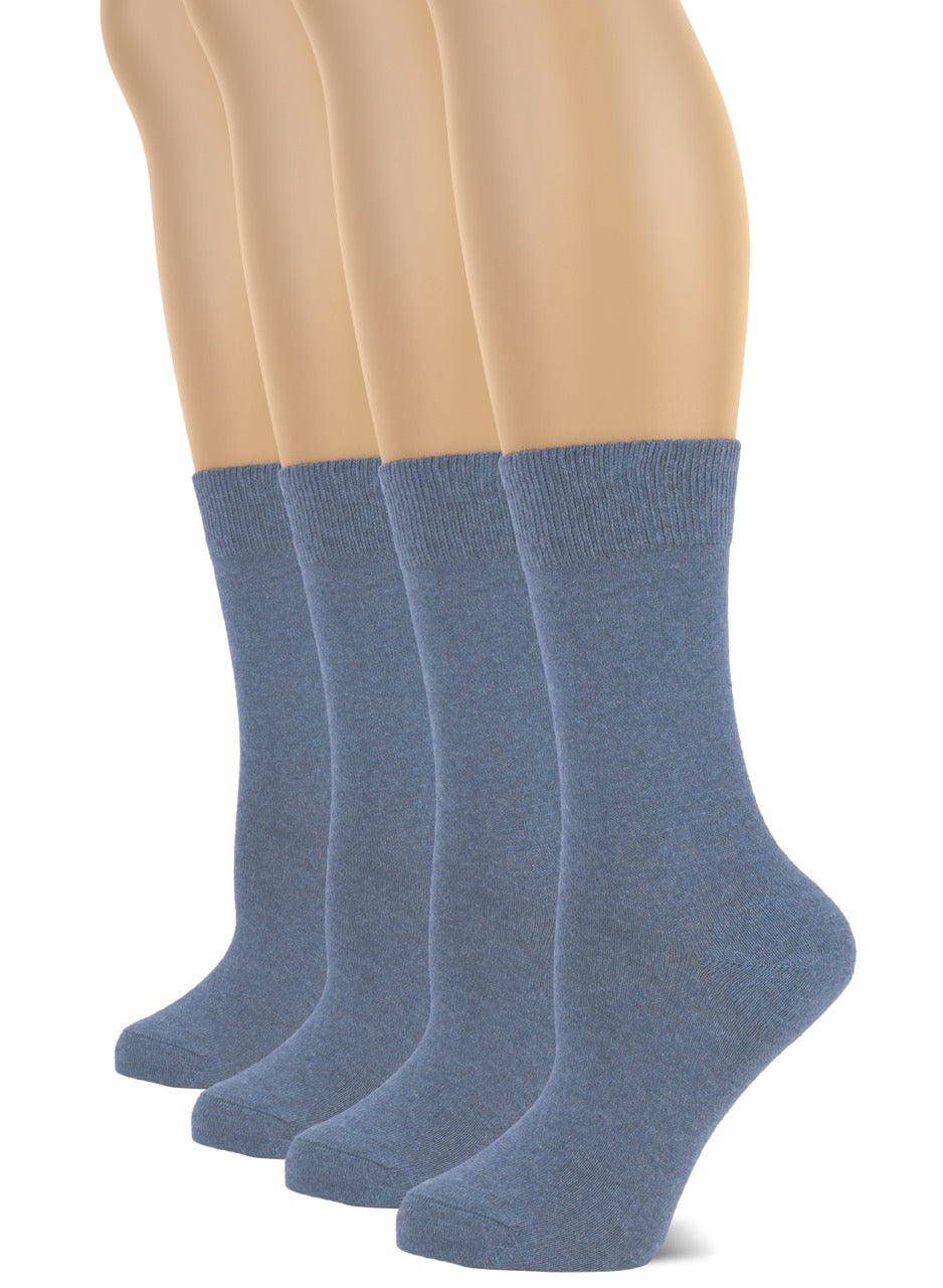 Casual Women's Cotton Dress Crew Socks, 4 Pairs