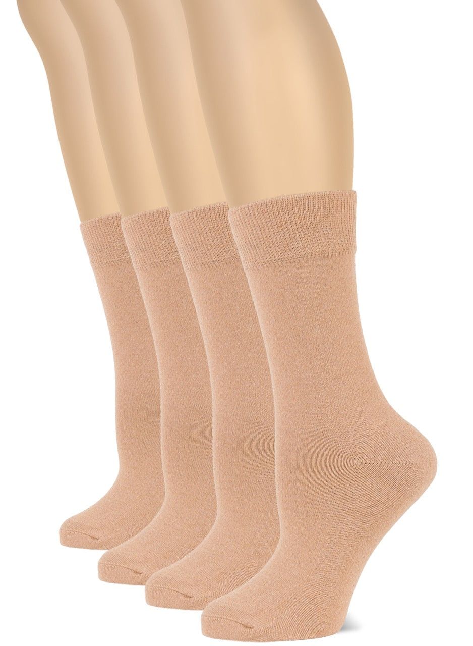 Casual Women's Cotton Dress Crew Socks, 4 Pairs