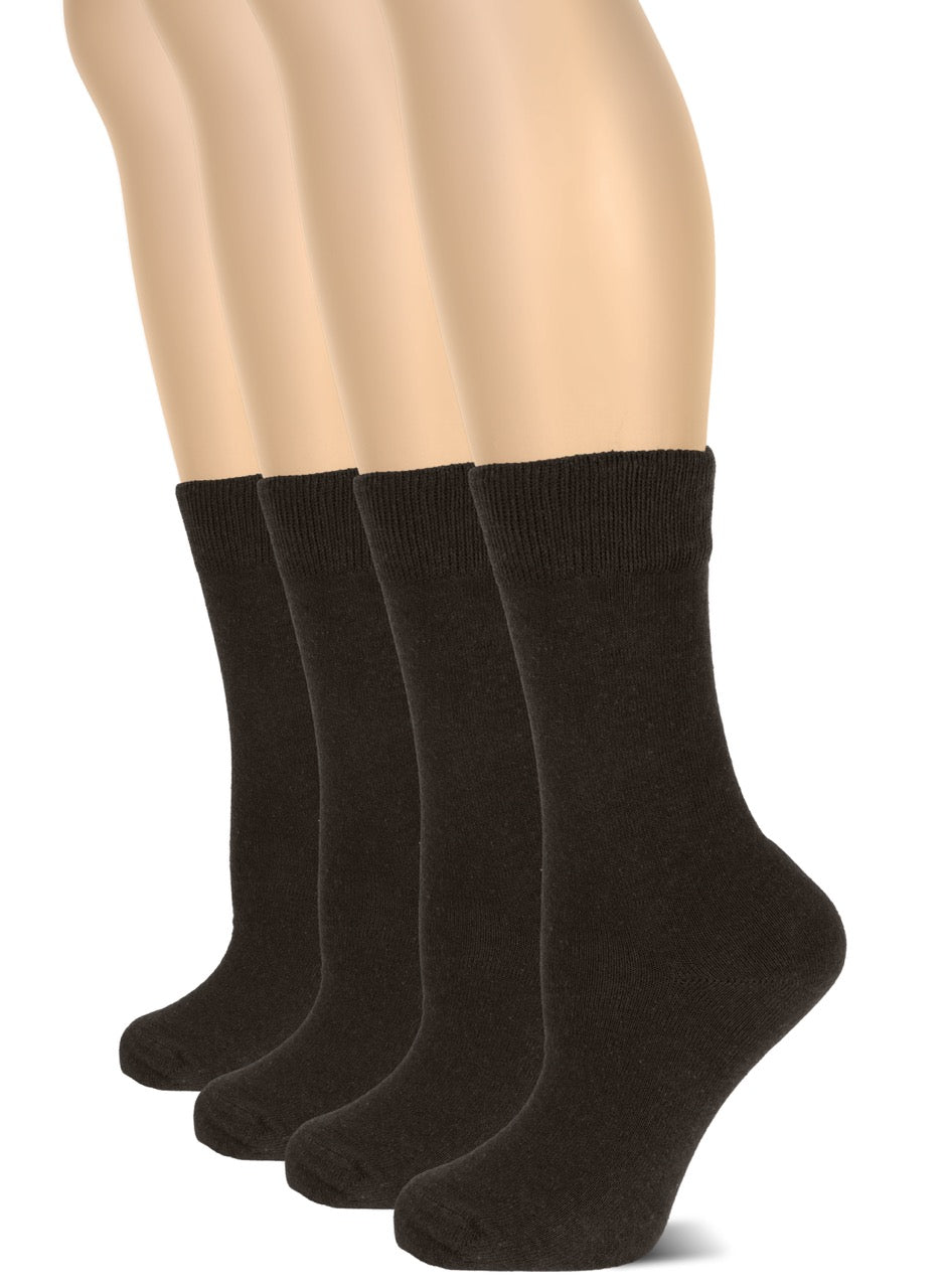 Casual Women's Cotton Dress Crew Socks, 4 Pairs
