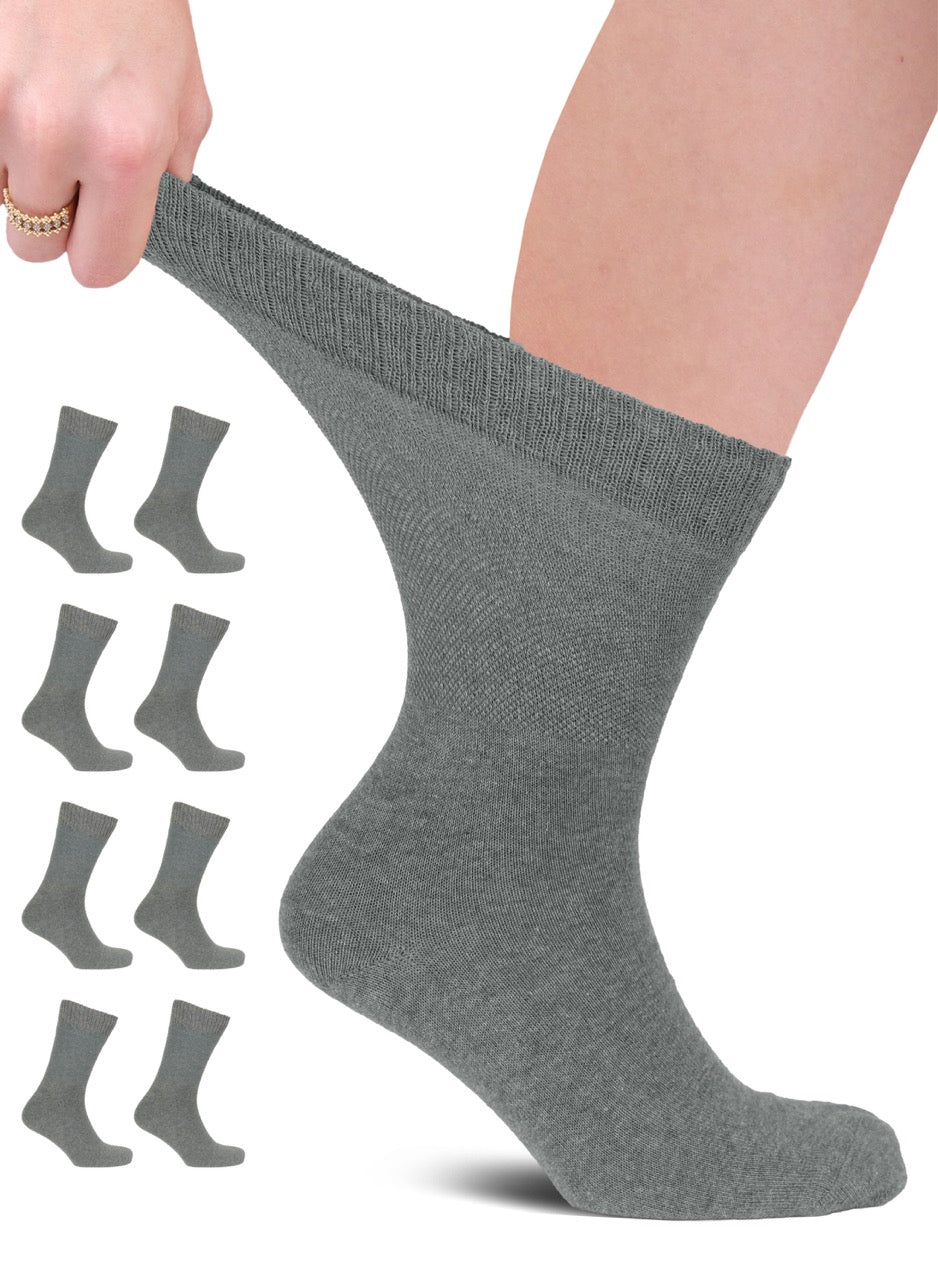 Unisex Cotton Diabetic Crew Socks, 4 Pairs