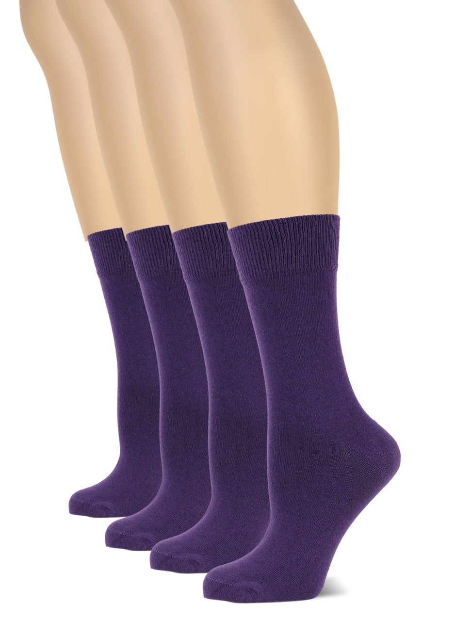 Casual Women's Cotton Dress Crew Socks, 4 Pairs