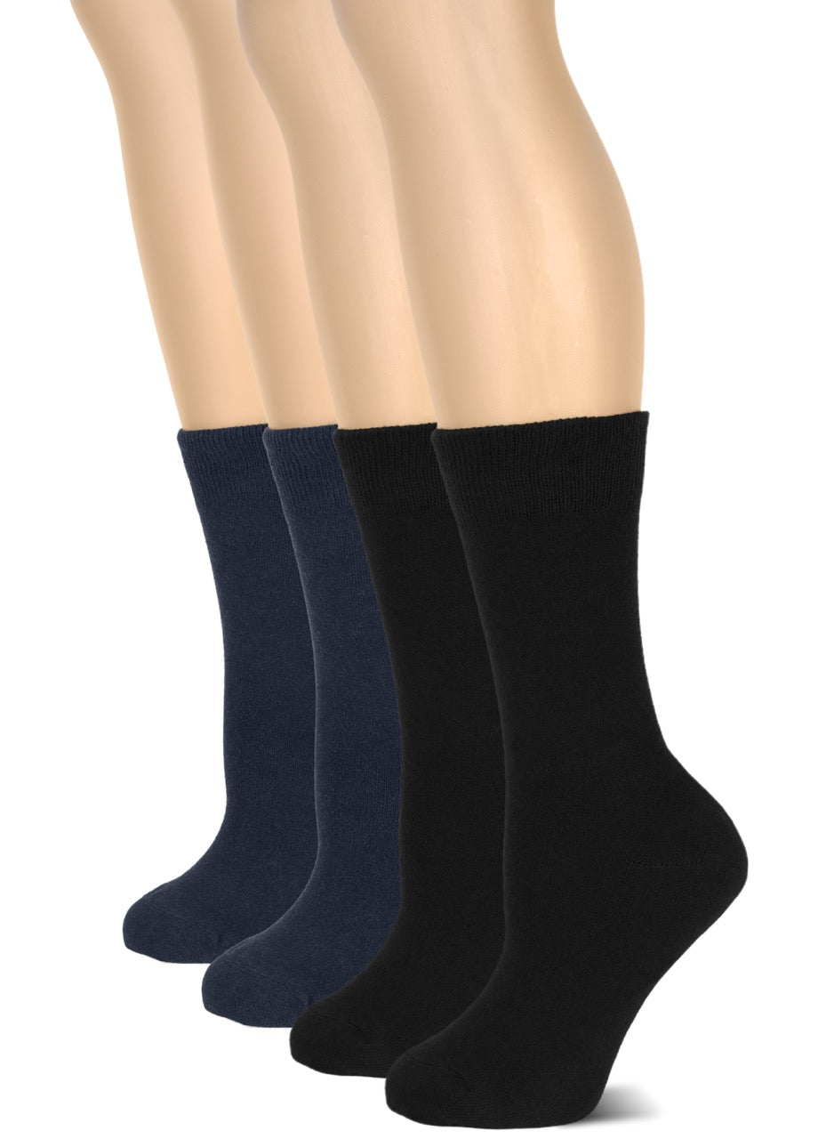Casual Women's Cotton Dress Crew Socks, 4 Pairs