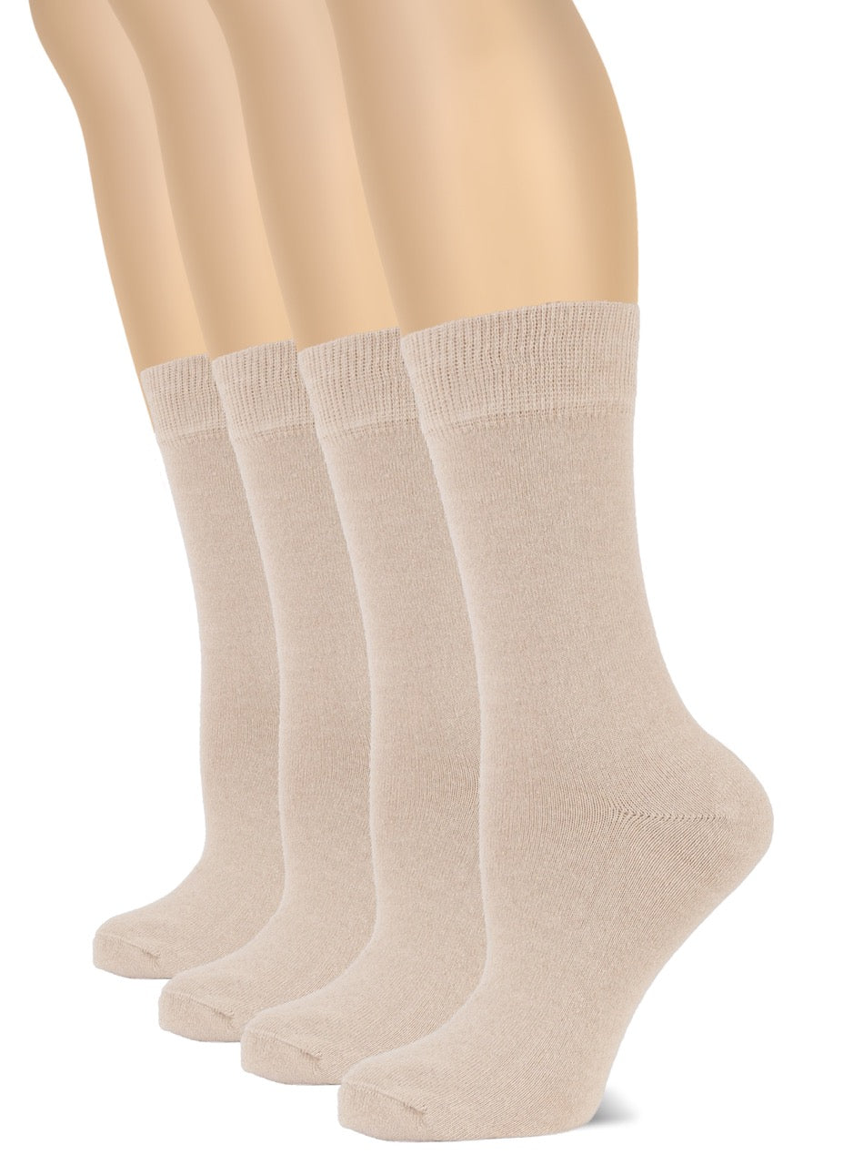 Casual Women's Cotton Dress Crew Socks, 4 Pairs