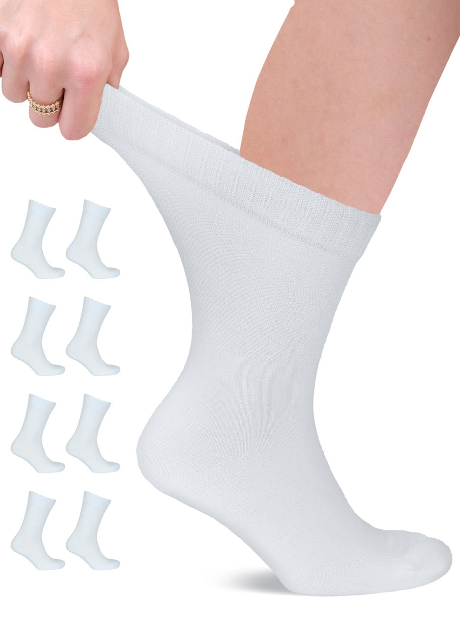 Unisex Cotton Diabetic Crew Socks, 4 Pairs