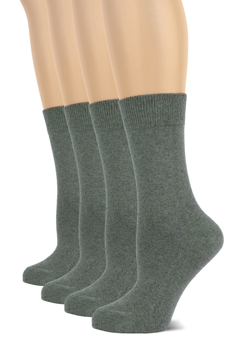 Casual Women's Cotton Dress Crew Socks, 4 Pairs