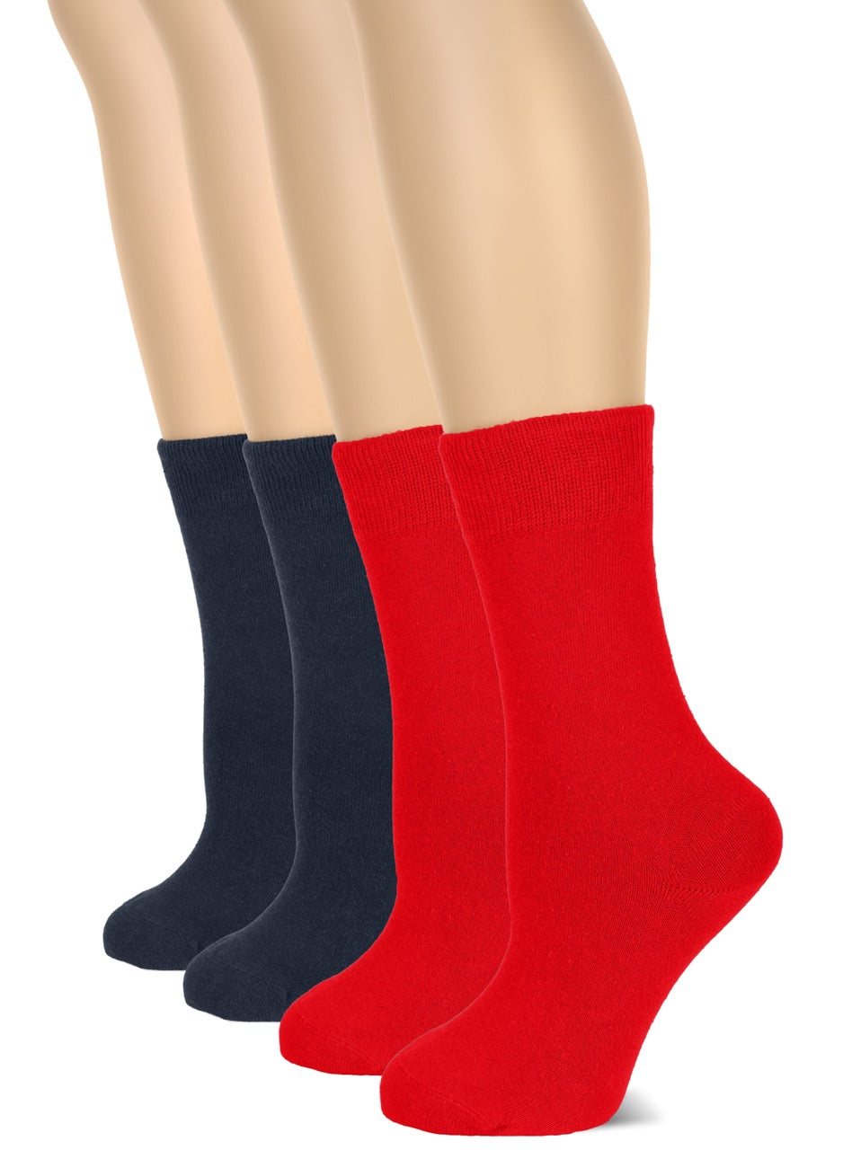Casual Women's Cotton Dress Crew Socks, 4 Pairs