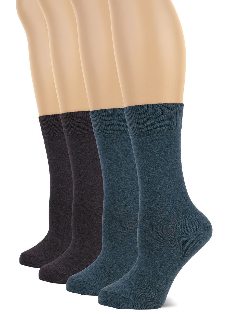 Casual Women's Cotton Dress Crew Socks, 4 Pairs