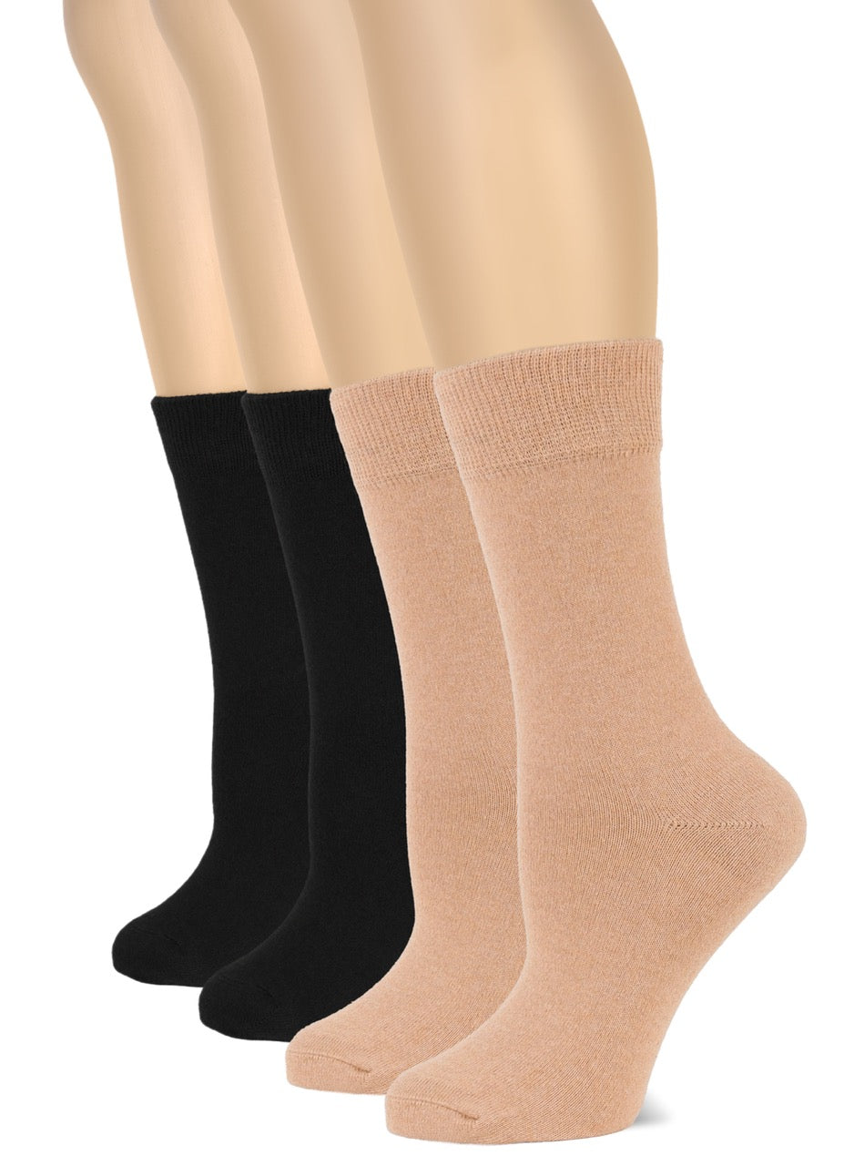 Casual Women's Cotton Dress Crew Socks, 4 Pairs