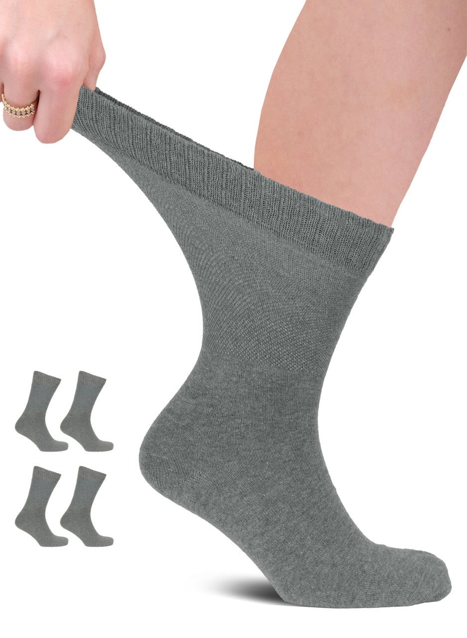Unisex Cotton Diabetic Crew Socks, 4 Pairs
